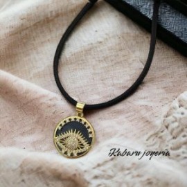 Chocker ojo turco negro chapa de oro 18k