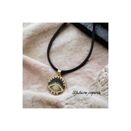 Chocker ojo turco negro chapa de oro 18k