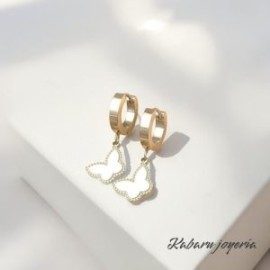 Aretes color plata chicos acero inoxidable mariposa