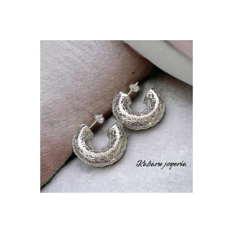 Aretes color plata retros chapa de oro 18k
