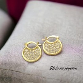 Aretes circulares dorados chapa de oro 18k