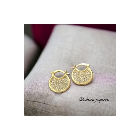 Aretes circulares dorados chapa de oro 18k