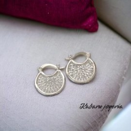 Aretes circulares color  plata chapa de oro 18k