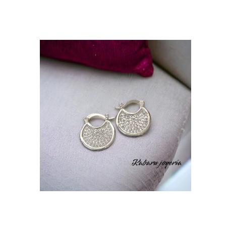Aretes circulares color  plata chapa de oro 18k