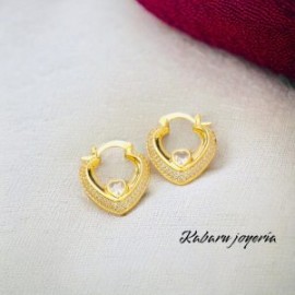 Aretes corazón dorados chapa de oro 18k