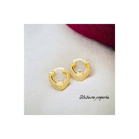 Aretes corazón dorados chapa de oro 18k
