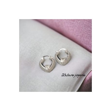 Aretes corazón color  plata chapa de oro 18k