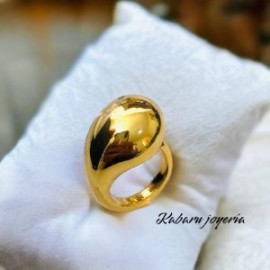 Anillo ajustable dorado ancho chapa de oro 18k