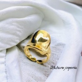 Anillo ajustable dorado ancho chapa de oro18K