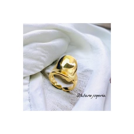 Anillo ajustable dorado ancho chapa de oro18K