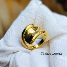 Anillo ajustable dorado ancho chapa de oro18K