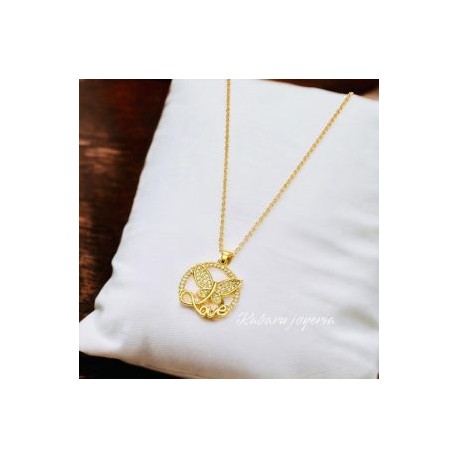 Collar dorado acero inoxidable mariposa love