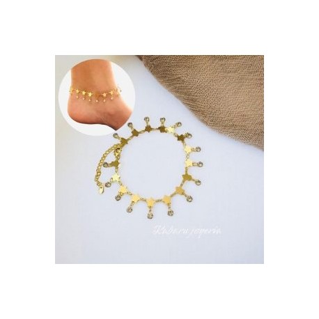 Tobilleras estrella piedra blanca chapa de oro 18k