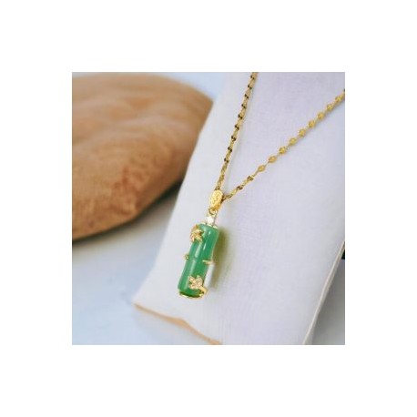Collar dorado acero inoxidable cirio verde