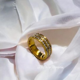 Anillo T7 matrimonio acero inoxidable dorado