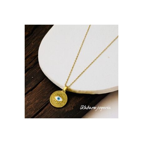 Collar dorado acero inoxidable ojo turco