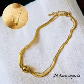 Collar dorado 2 lienzos acero inoxidable bola