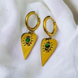 Aretes dorados acero inoxidable ojo turco