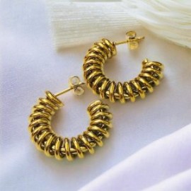 Pendientes dorados acero inoxidable retros