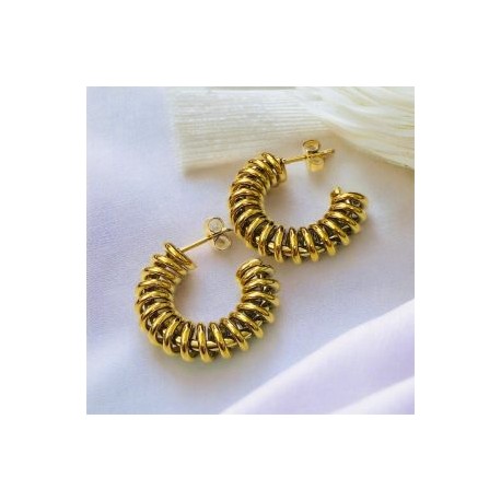Pendientes dorados acero inoxidable retros
