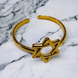 Anillo ajustado acero inoxidable dorado estrella