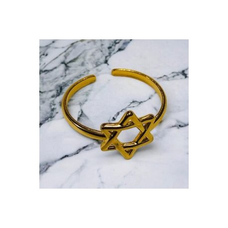 Anillo ajustado acero inoxidable dorado estrella