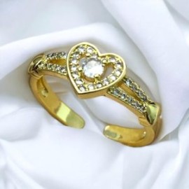 Anillo dorado ajustable corazon chapa de oro 18K