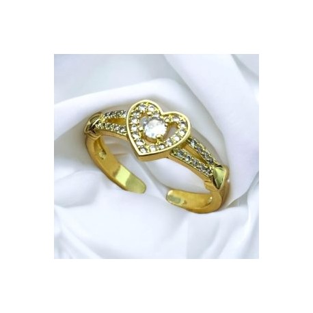 Anillo dorado ajustable corazon chapa de oro 18K