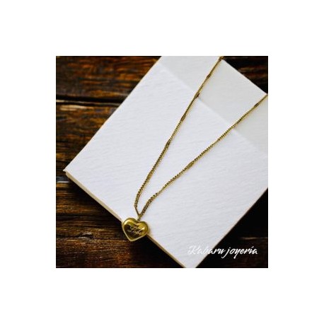 Collar dorado acero inoxidable corazon