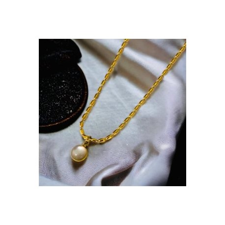 Collar dorado acero inoxidable piedra blanca