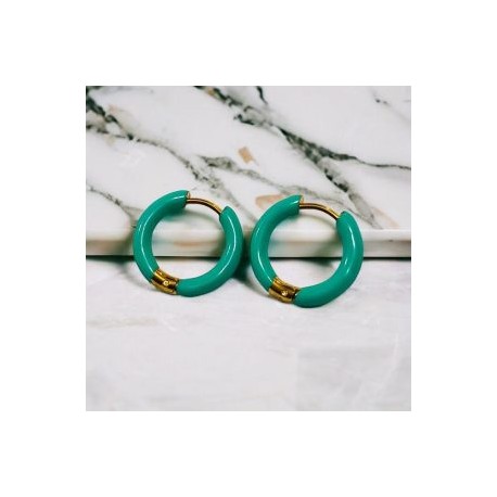 Aretes circulares acero inoxidable verdes