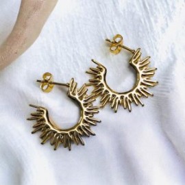 Aretes dorados acero inoxidable Sol