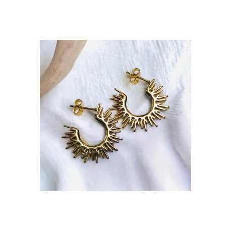 Aretes dorados acero inoxidable Sol
