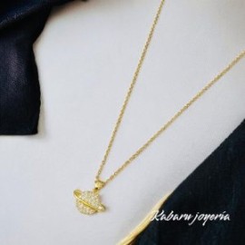 Collar dorado acero inoxidable saturno