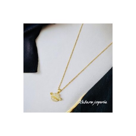 Collar dorado acero inoxidable saturno