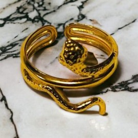 Anillo ajustable dorado acero inoxidable serpiente