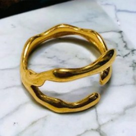Anillo ajustable dorado acero inoxidable retro