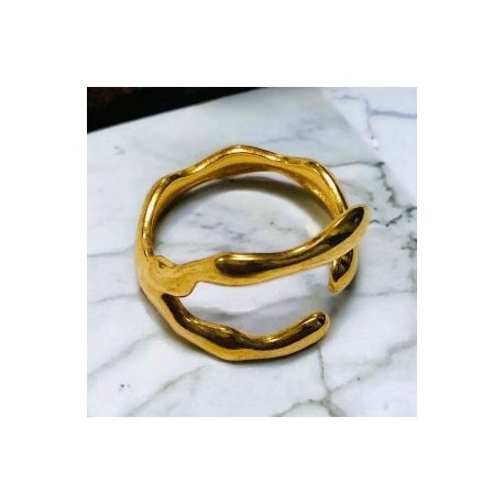 Anillo ajustable dorado acero inoxidable retro