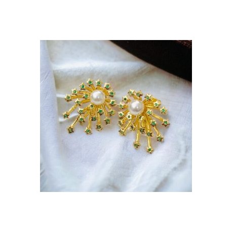 Pendientes estrellas piedra verde chapa de oro 18K