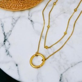 Collar dorado acero inoxidable 2 lienzos aro