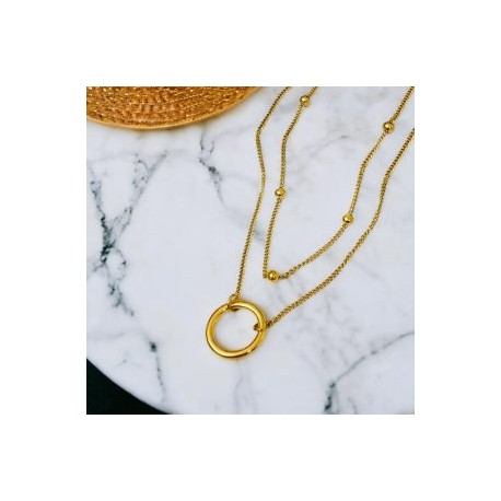 Collar dorado acero inoxidable 2 lienzos aro