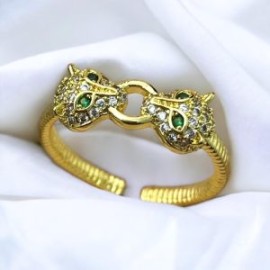 Anillo dorado ajustable cabeza de jaguar chapa de oro 18K