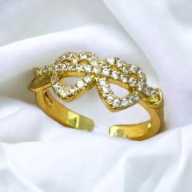 Anillo dorado ajustable corazones chapa de oro 18K