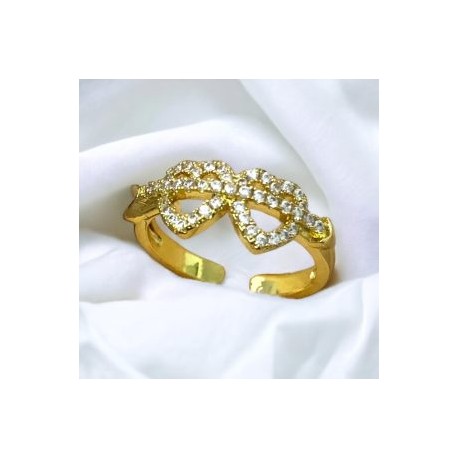 Anillo dorado ajustable corazones chapa de oro 18K