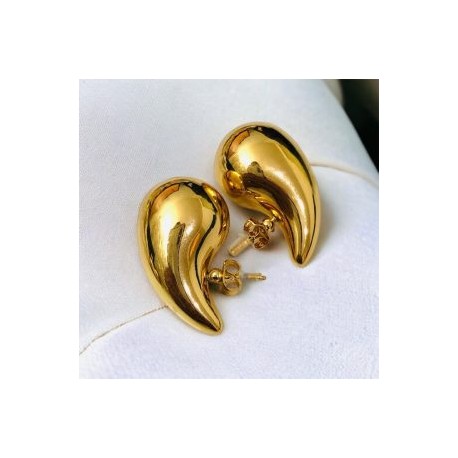 Aretes dorados medianos gota 31mm + 19mm chapa de oro 18K