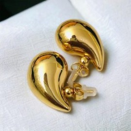 Aretes dorados chicos gota 25mm + 15mm chapa de oro 18K