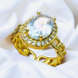 Anillo ajustable píedra blanca chapa de oro 18K