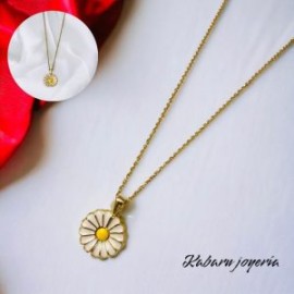 Collar dorado acero inoxidable girasol giratorio