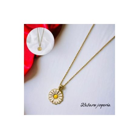 Collar dorado acero inoxidable girasol giratorio