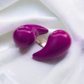 Aretes moda gotas purpura 30 mm chapa de oro 18k